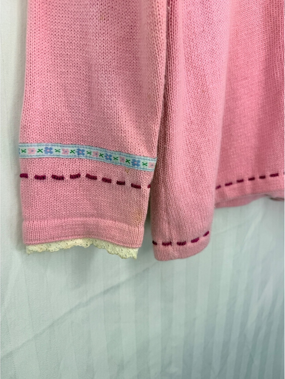 1990s Storybook Knits Pink Bow Cardigan Sweater - Picture 7 of 10